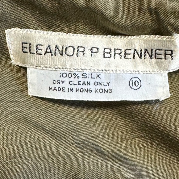 EUC Vintage Eleanor P Brenner Short Olive Green 100% Silk Dress Coat - Picture 3 of 3